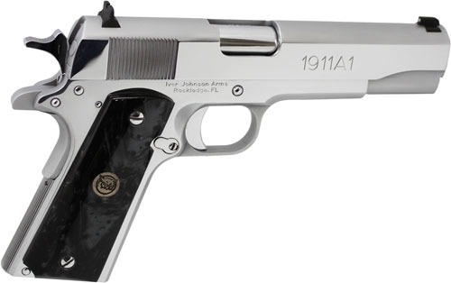 IVER JOHNSON 1911A1 38 SUPER 5" FS 9RD CHROME BLACK PEARL<