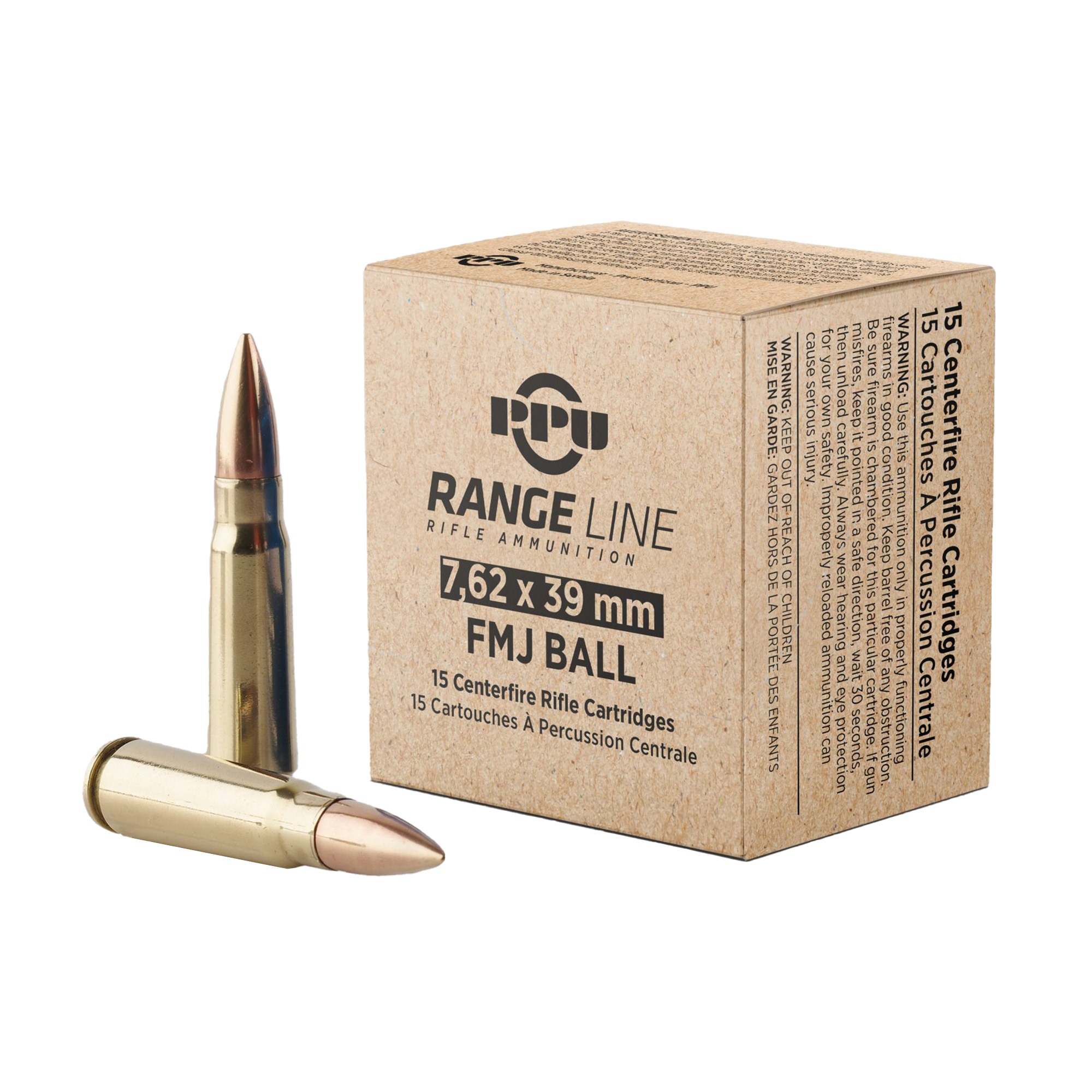 PPU RANGE 7.62X39 123GR FMJ 15/930