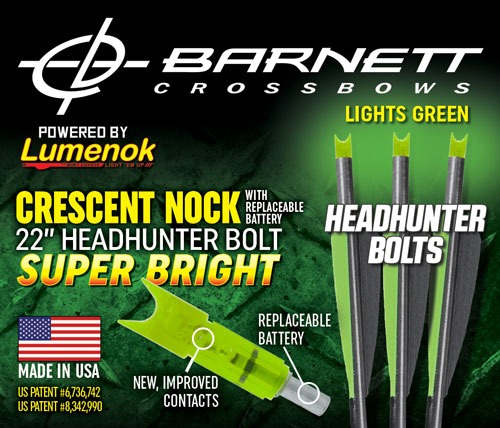 LUMENOK XBOW ARROW 22" BARNETT HEADHUNTER GREEN CRESCENT 3PK