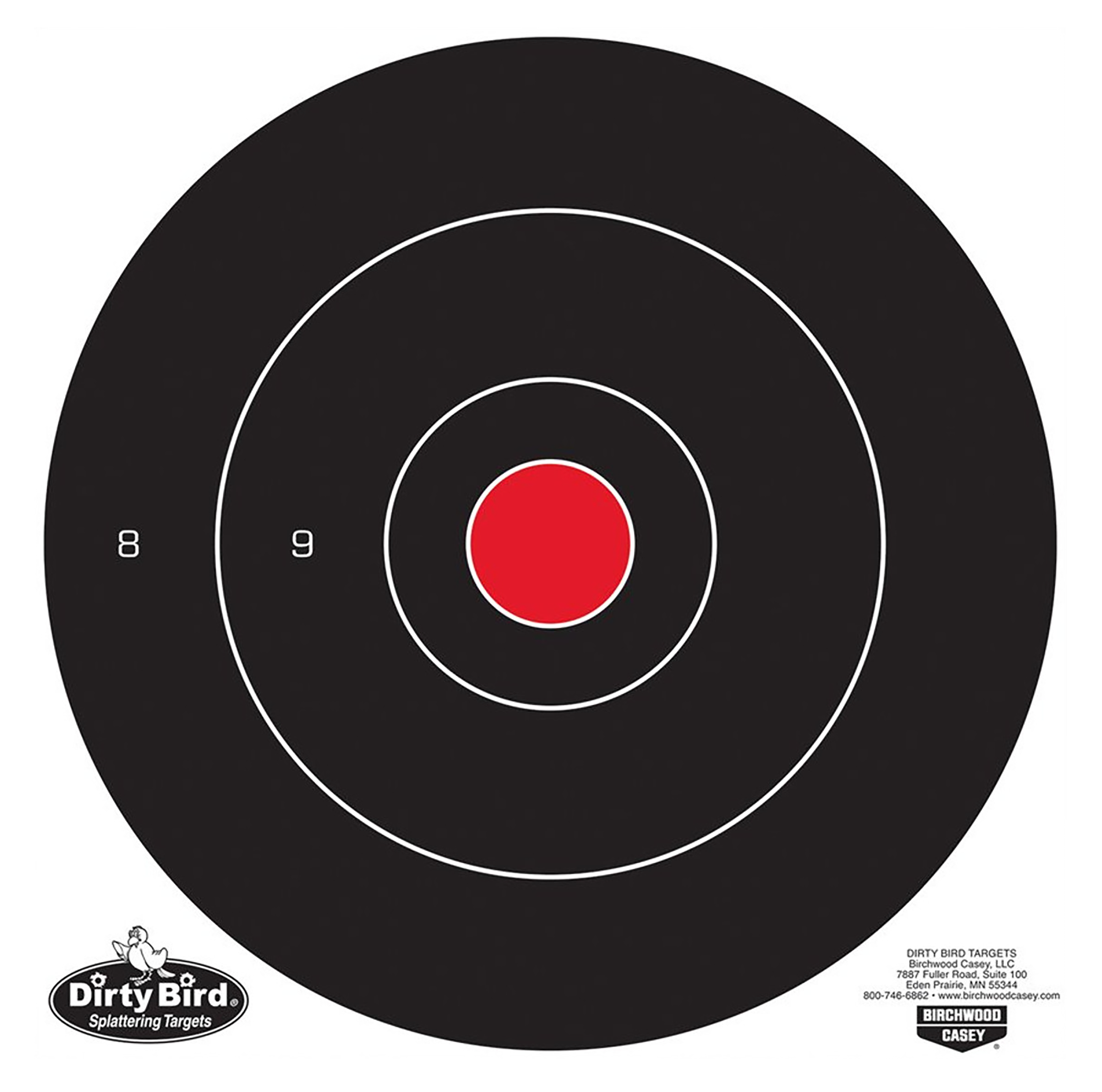 Birchwood Casey 35012 Dirty Bird 12" Bullseye Tagboard Hanging Black/White 12 PK