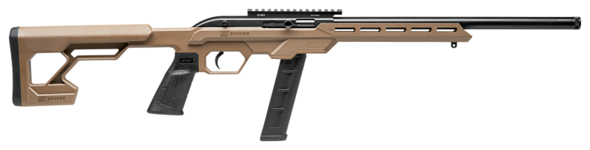 Savage Arms 45125 64 Precision Full Size 22 LR 20+1 16.50" Matte Black Heavy Threaded Barrel, Matte Black Picatinny Rail Carbon Steel Receiver, M-LOK Handguard, Flat Dark Earth Chassis Synthetic Stock