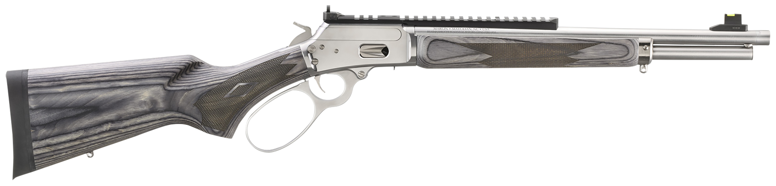 Marlin 70433 1894 SBL 357 Mag 8+1 16.10" Stainless Polished Threaded Barrel& Picatinny Rail Receiver, Fixed Gray Laminate Stock