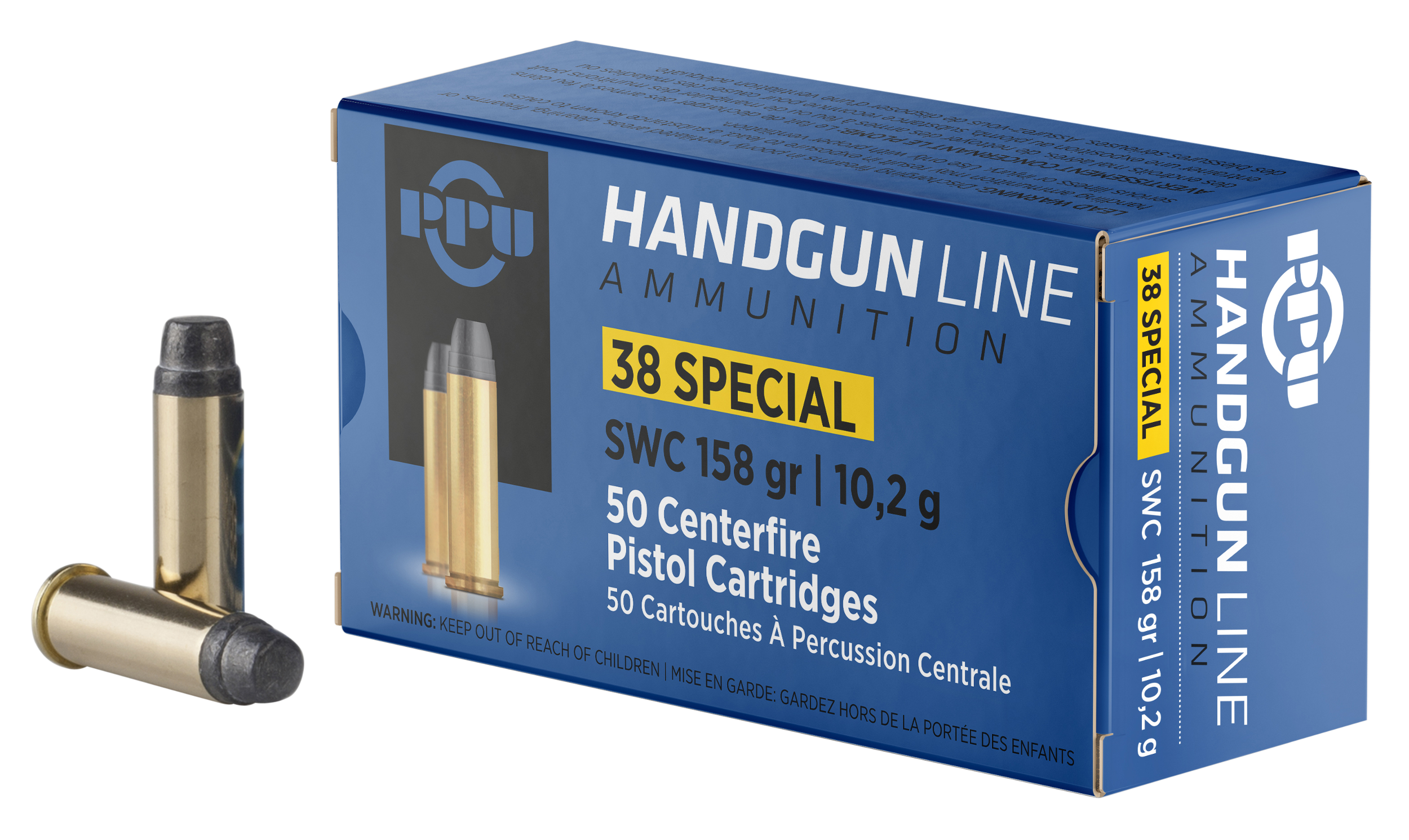 PPU PPH38SS Handgun  38Special 158gr Semi Wadcutter 50 Per Box/10 Case