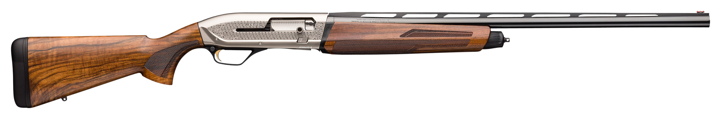 Browning 011744304 Maxus II Ultimate 12 Gauge 3" Chamber 4+1 (2.75") 28" Gloss Blued Vent Rib Barrel, Matte Nickel Rec, Grade III Gloss Walnut Furniture, LPA Fiber Optic Sight, 3 Chokes