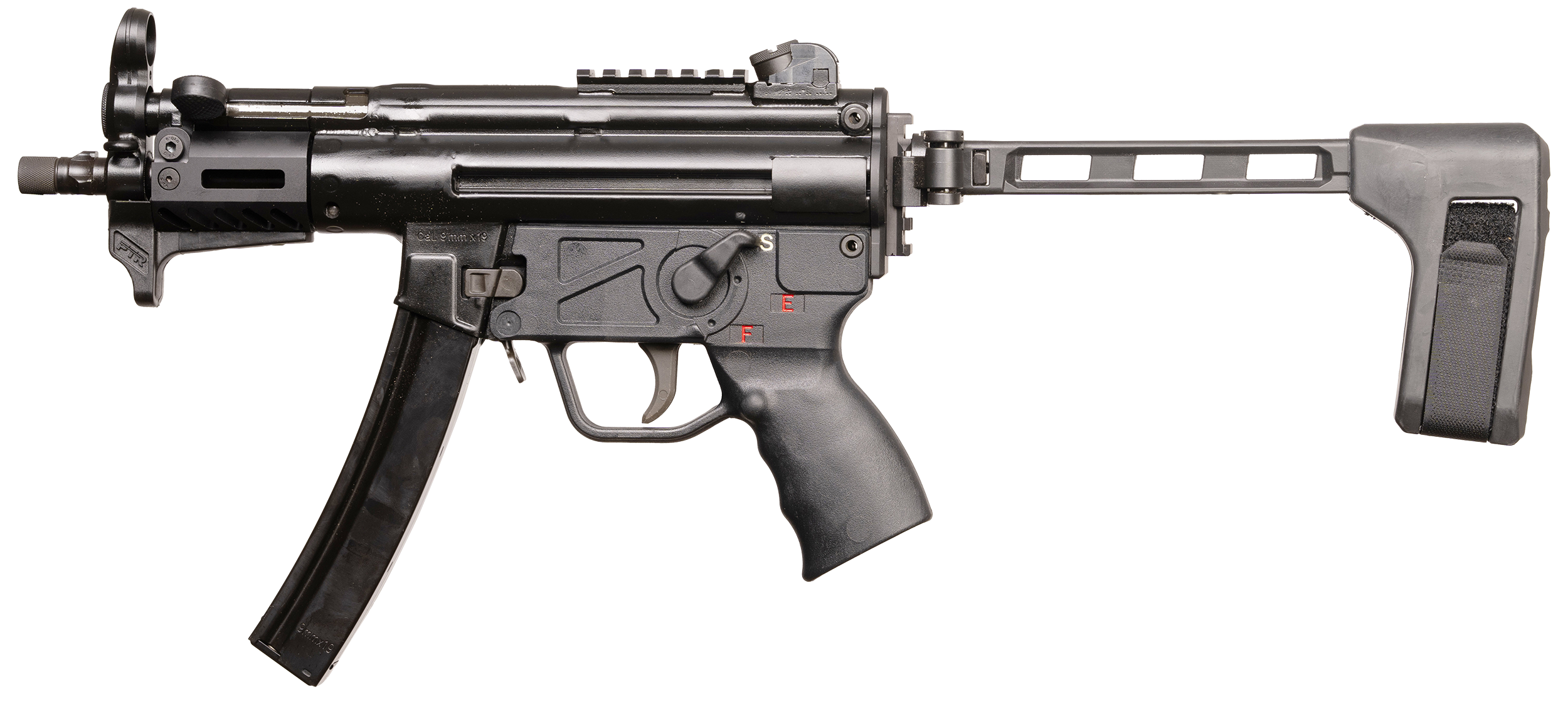 PTR  9KT BR 9mm Luger 30+1 5.16" Black Nitride 3-Lug Threaded Barrel, M-LOK Handguard, Black Nitride Aluminum Picatinny Rail Receiver, Brace, Black Polymer Grip