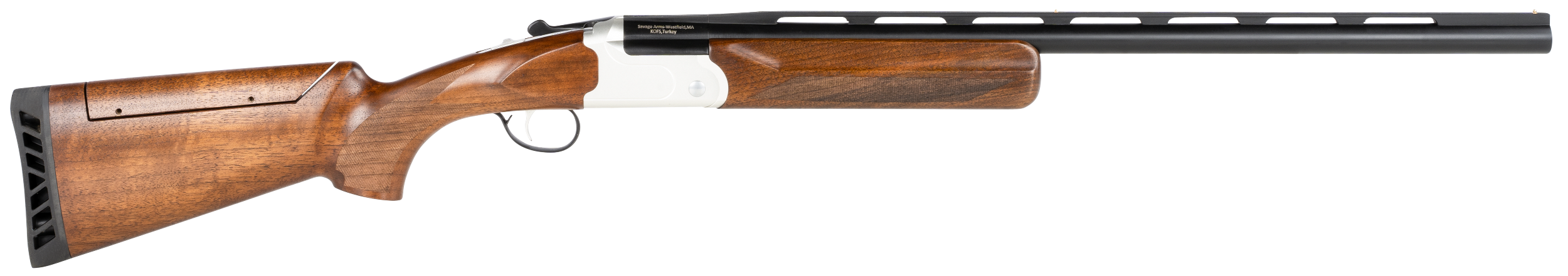 Stevens 23224 555 Compact Trap 12 Gauge 3" 1rd 26" Black Semi-Gloss Vent Rib Barrel, Silver Oiled Turkish Walnut Fixed Adjustable Comb Stock Ambidextrous Hand