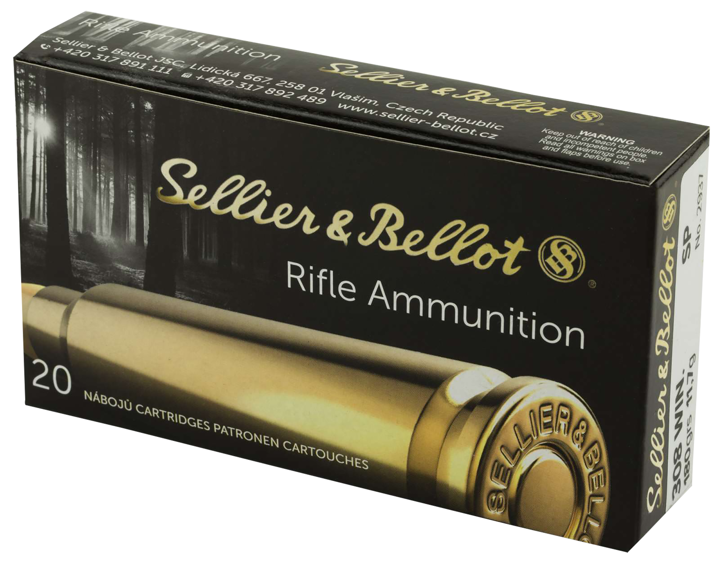 Sellier & Bellot SB308C Rifle  308Win 180gr Soft Point 20 Per Box/25 Case