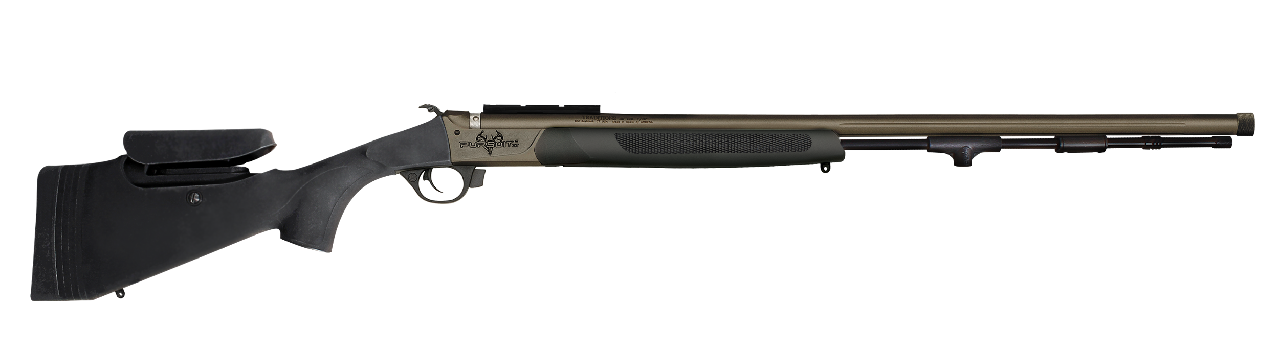 Traditions R74660450B Pursuit XT Pro 50 Cal Tungsten Cerakote 26" Fluted/Threaded w/VAPR Twist Barrel, Black Adj Cheek Piece & LOP Synthetic Stock