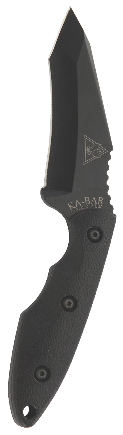 Ka-Bar 2486 TDI Hell Fire 3.56" Fixed Recurve Tanto Plain Black 1095 Cro-Van Blade, Black Ultramid Handle, Includes Sheath