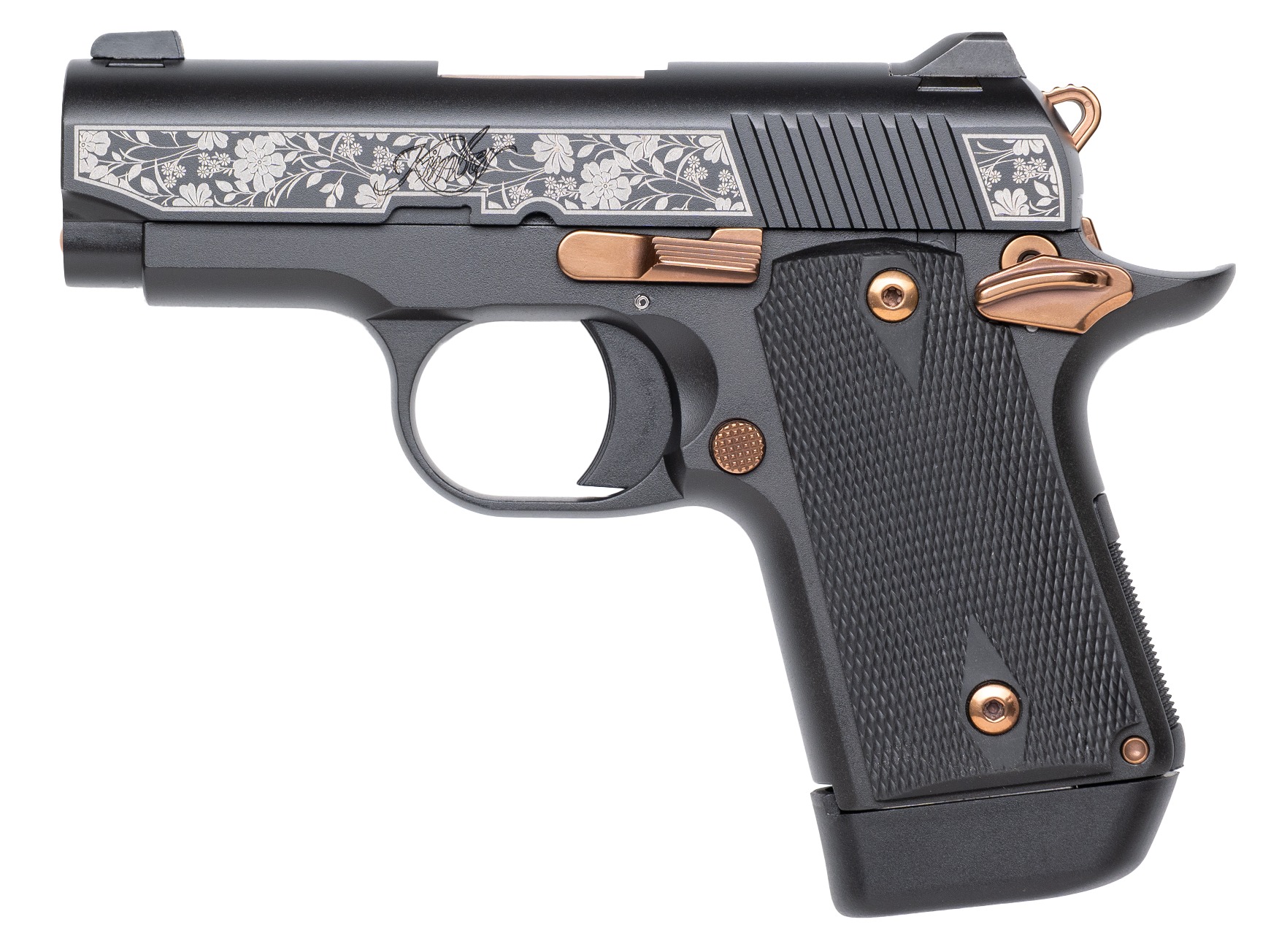 Kimber Micro 9 Sylva 9mm Floral Engraved Gold Accent Pistol