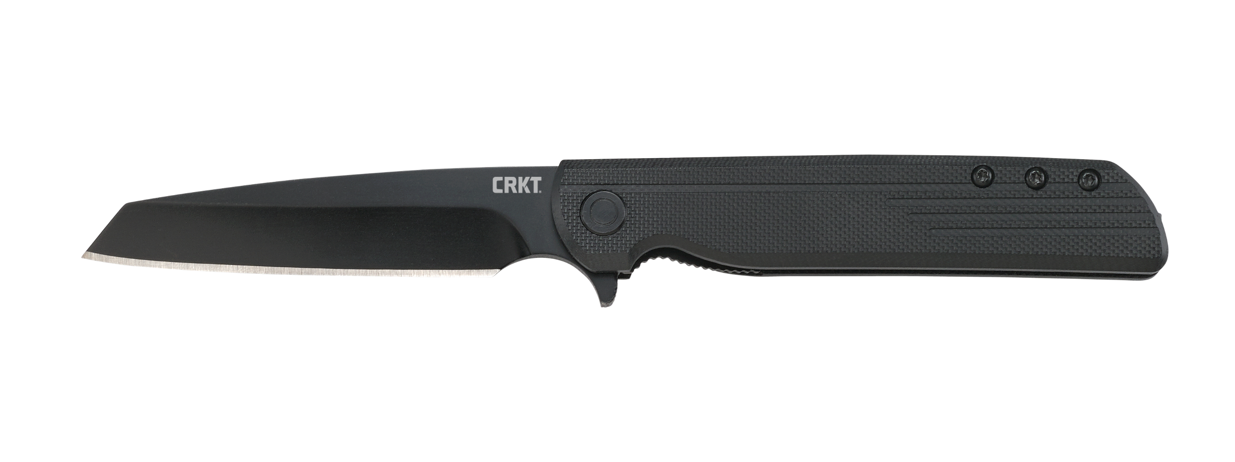 CRKT 3802K LCK + Blackout 3.24" Folding Tanto Plain Black Oxide 8Cr13MoV SS Blade/ Black GRN Handle Includes Pocket Clip