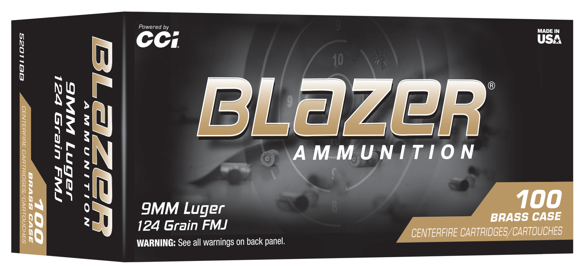 CCI 52011BB  BLAZER BRASS  9MM  124GR  100/10