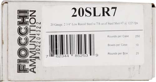 FIOCCHI STEEL 20GA 2.75" 7/8OZ #7 1225FPS 250RD CASE LOT