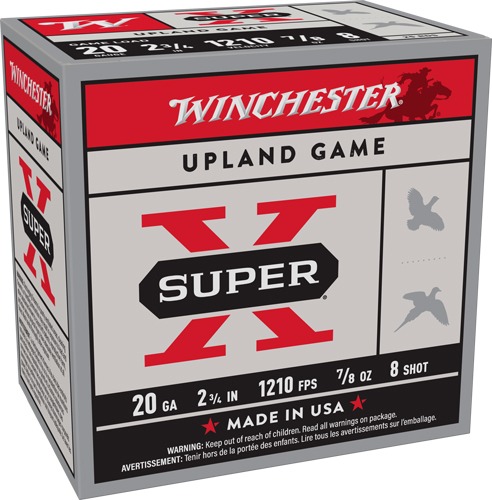 WINCHESTER SUPER-X 20GA 2.75" 7/8OZ #8 1210FPS 250RD CASE