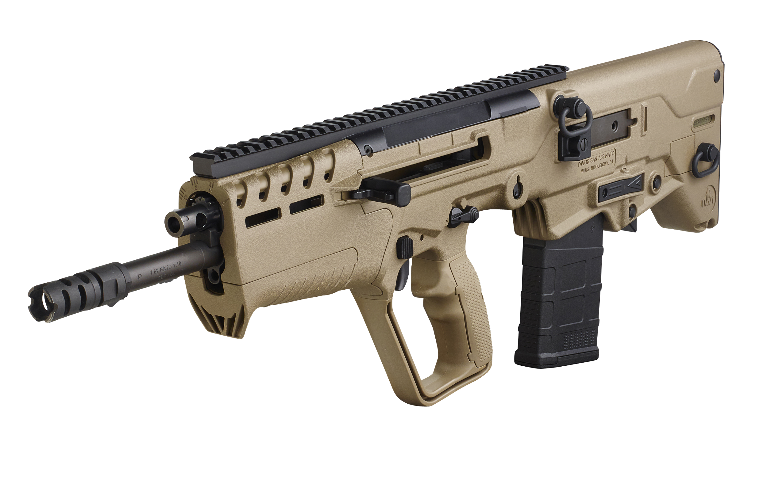 IWI US T7F20 Tavor 7 7.62x51mm NATO Caliber with 20" Barrel, 20+1 Capacity, Flat Dark Earth Metal Finish, Flat Dark Earth Fixed Bullpup Stock & Polymer Grip Ambidextrous Hand