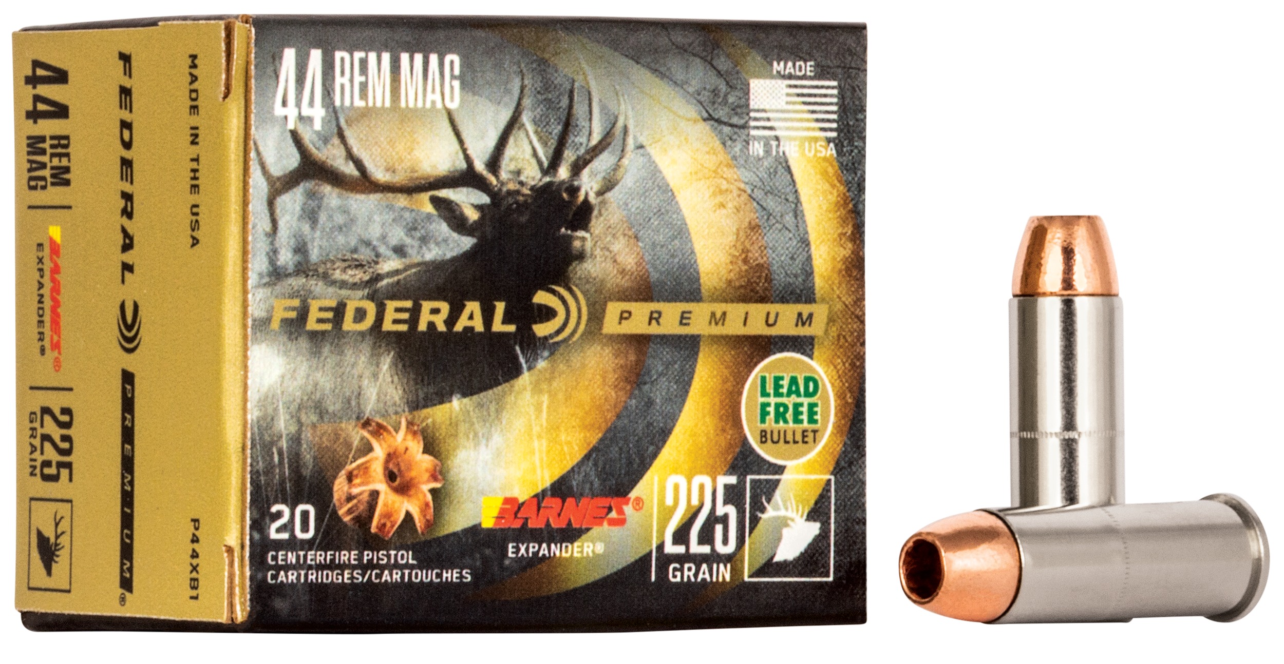 Federal P44XB1 Premium 44RemMag 225gr Barnes Expander BRX 20 Per Box/10 Case