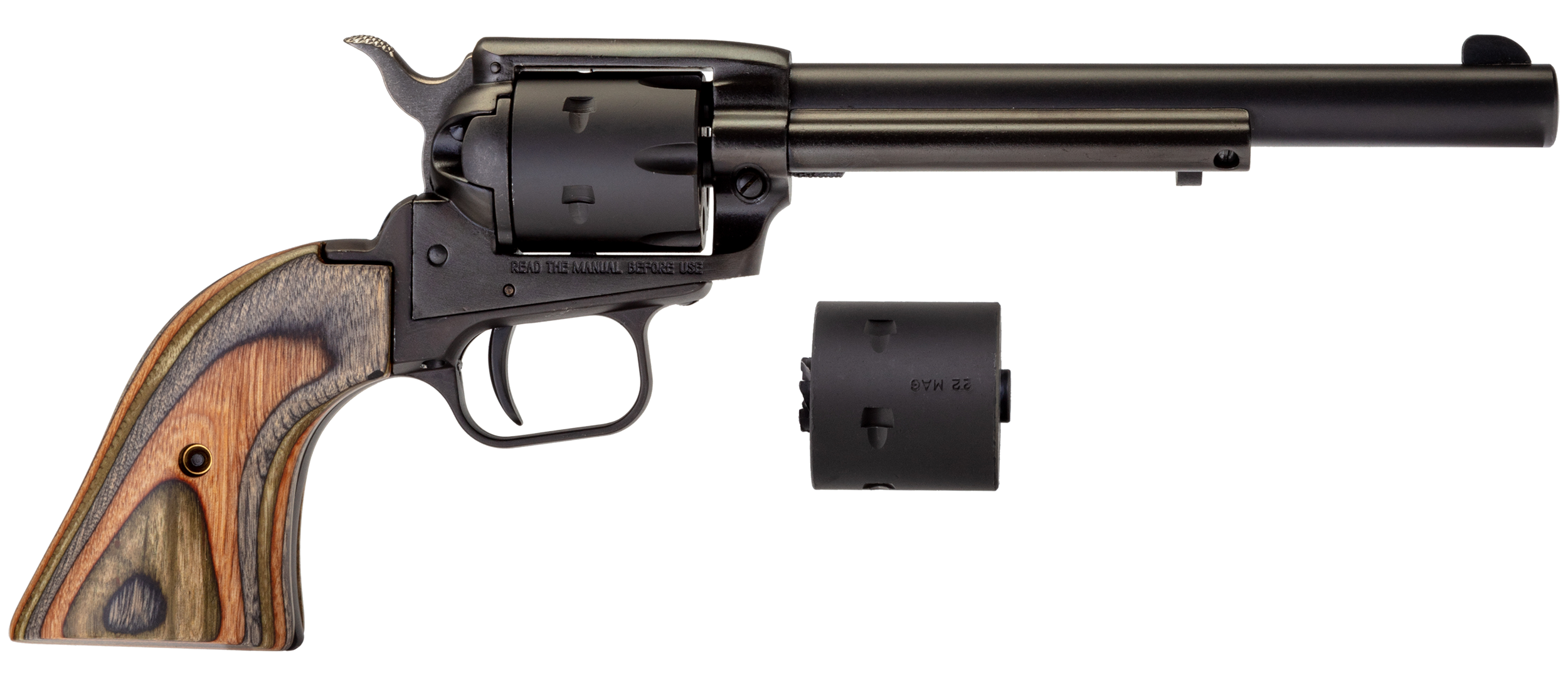 Heritage Mfg RR22MBS6 Rough Rider  22 LR/22 WMR 6 Shot, 6.50" Black Satin Steel Barrel, Black Satin Zinc Alloy Frame, Black Satin Cylinder, Camo Laminate Grip, Exposed Hammer