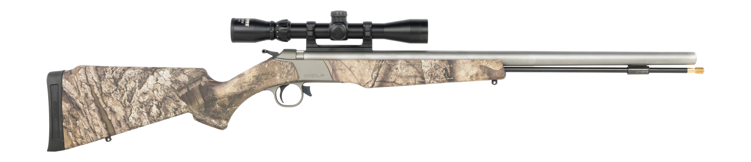 CVA PR2120SSCP Wolf Scope Package 50 Cal, Stainless Steel Barrel, Fixed Realtree APX Synthetic Stock