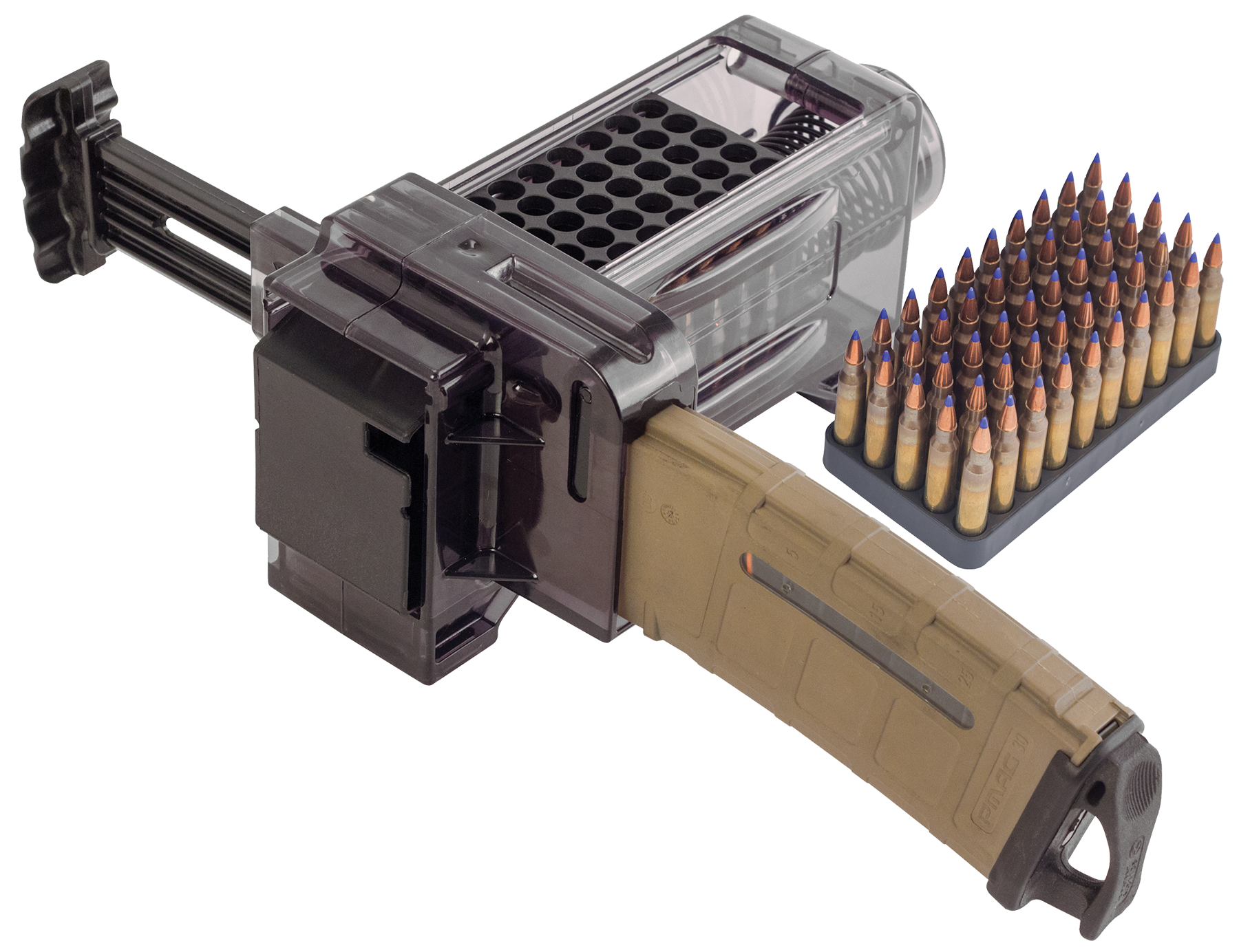 Caldwell 397488 Magazine Charger  223 Rem/204 Ruger/300 BO/5.56x45mm NATO 50rd Compatible w/AR-15 Magazines Smoke Polycarbonate