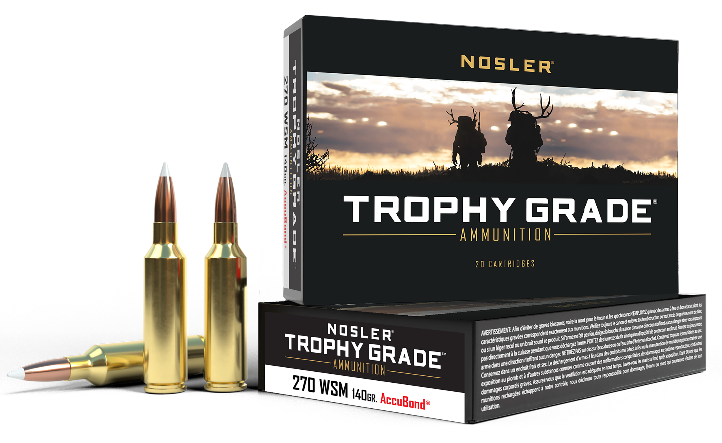 Nosler 60030 Trophy Grade  270WSM 140gr Nosler AccuBond 20 Per Box/10 Case