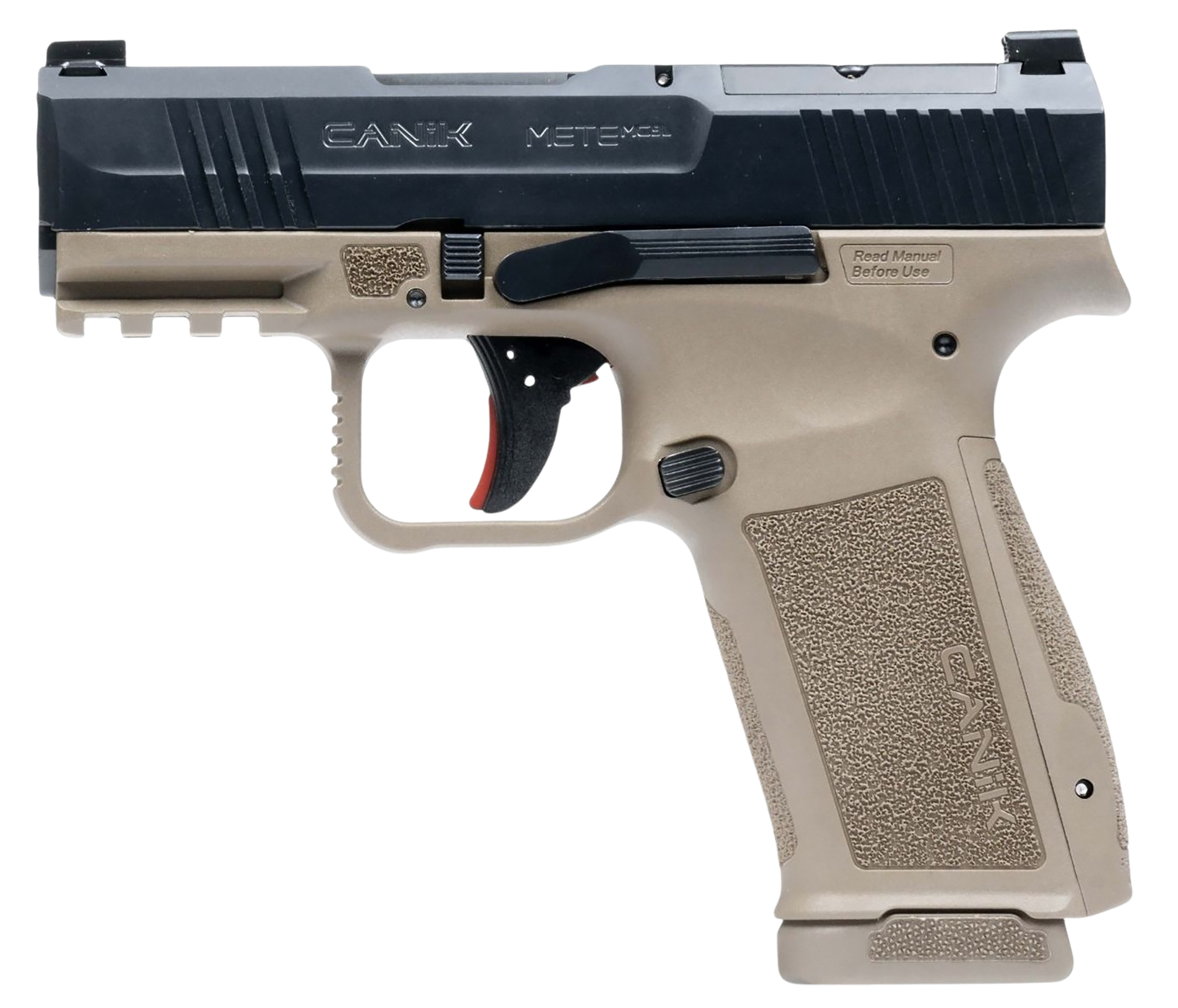 Canik HG7884CABD-N Mete MC9L *CA Compliant 9mm Luger 10+1 3.18" Black Steel Barrel, Black Nitride Steel Serrated Slide, Flat Dark Earth Polymer Frame w/Picatinny Rail, Interchangeable Backstrap Grip