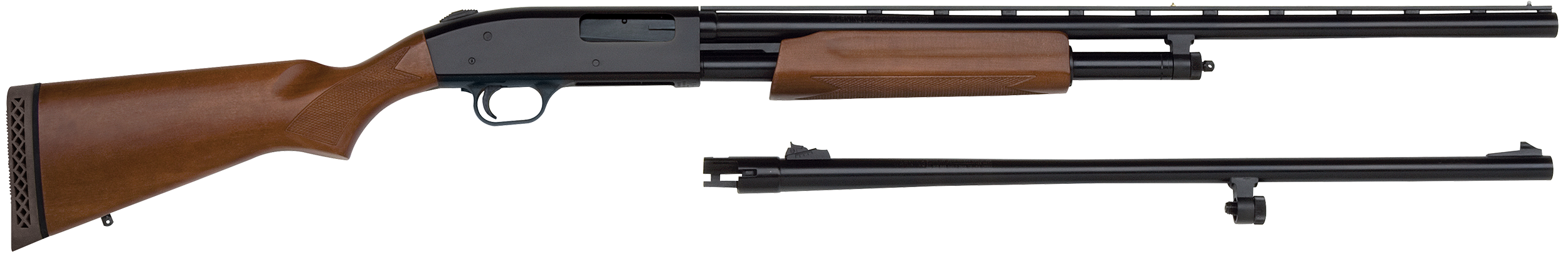 Mossberg 54282 500 Combo Full Size 20 Gauge Pump 3" 5+1 Blued 26" Slugster/24" Fully-Rifled Barrels, Blued Steel Receiver, Fixed Wood Stock, Right Hand, Fully Rifled Bore Barrel