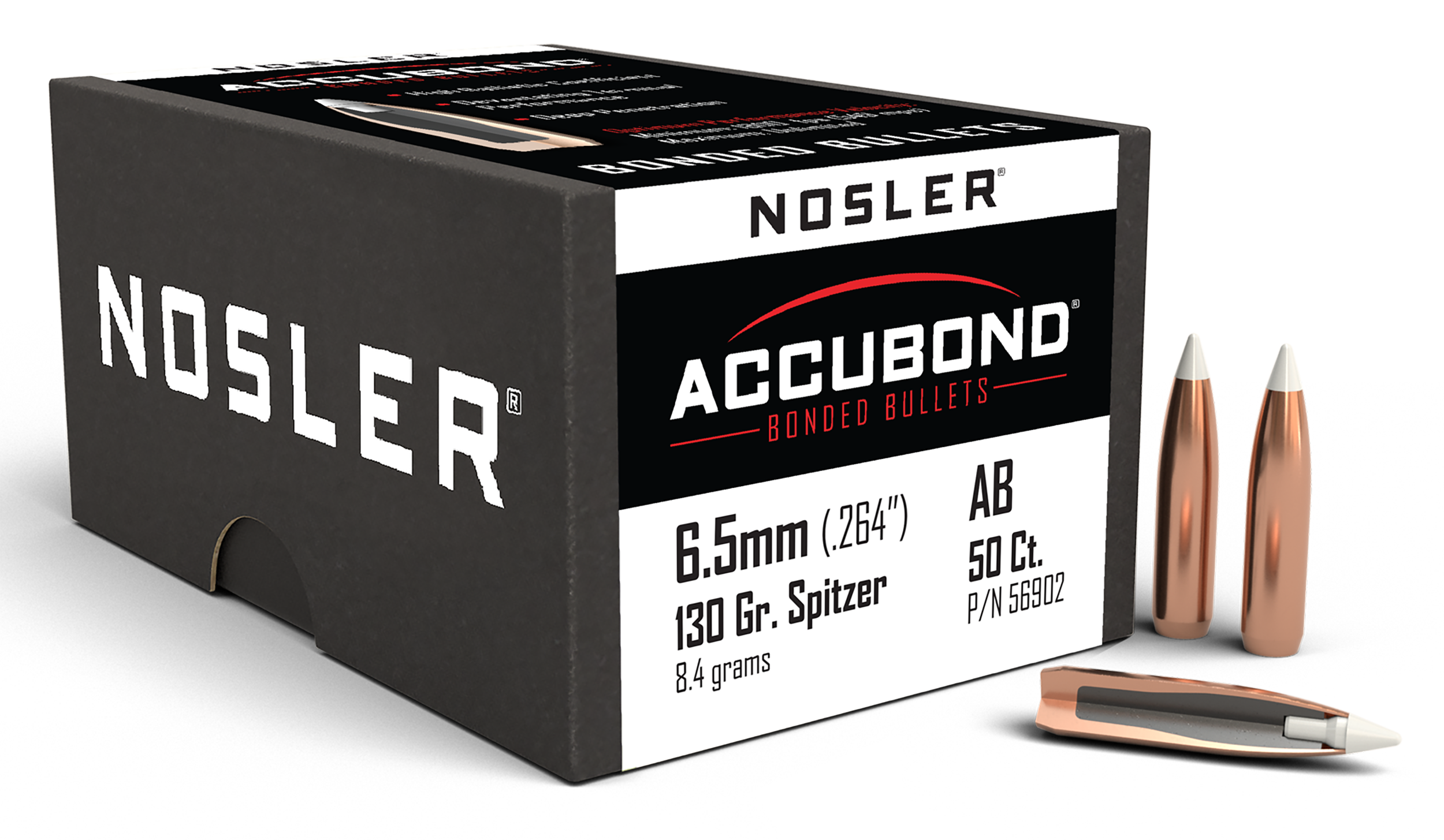 Nosler 56902 AccuBond  6.5Creedmoor 130gr Spitzer Point 50/Box