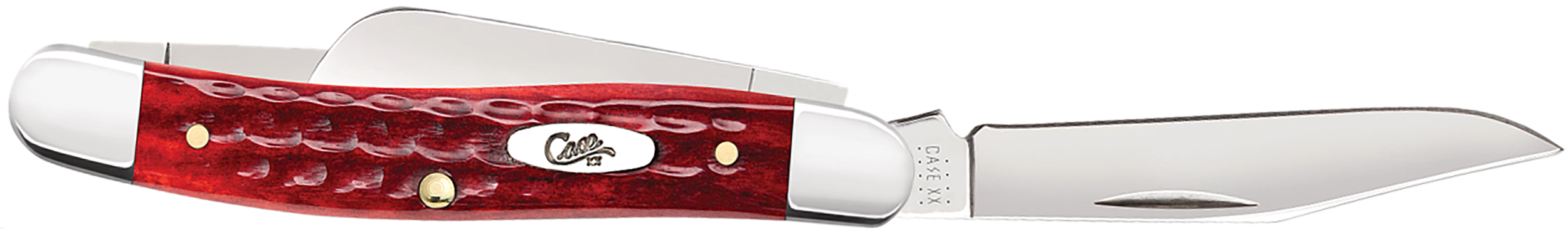 Case 00786 Stockman  Medium 2.57"/1.88"/1.71" Folding Clip/Sheepsfoot/Spey Plain Mirror Polished Tru-Sharp SS Blade/Corn Cob Jigged Old Red Bone Handle