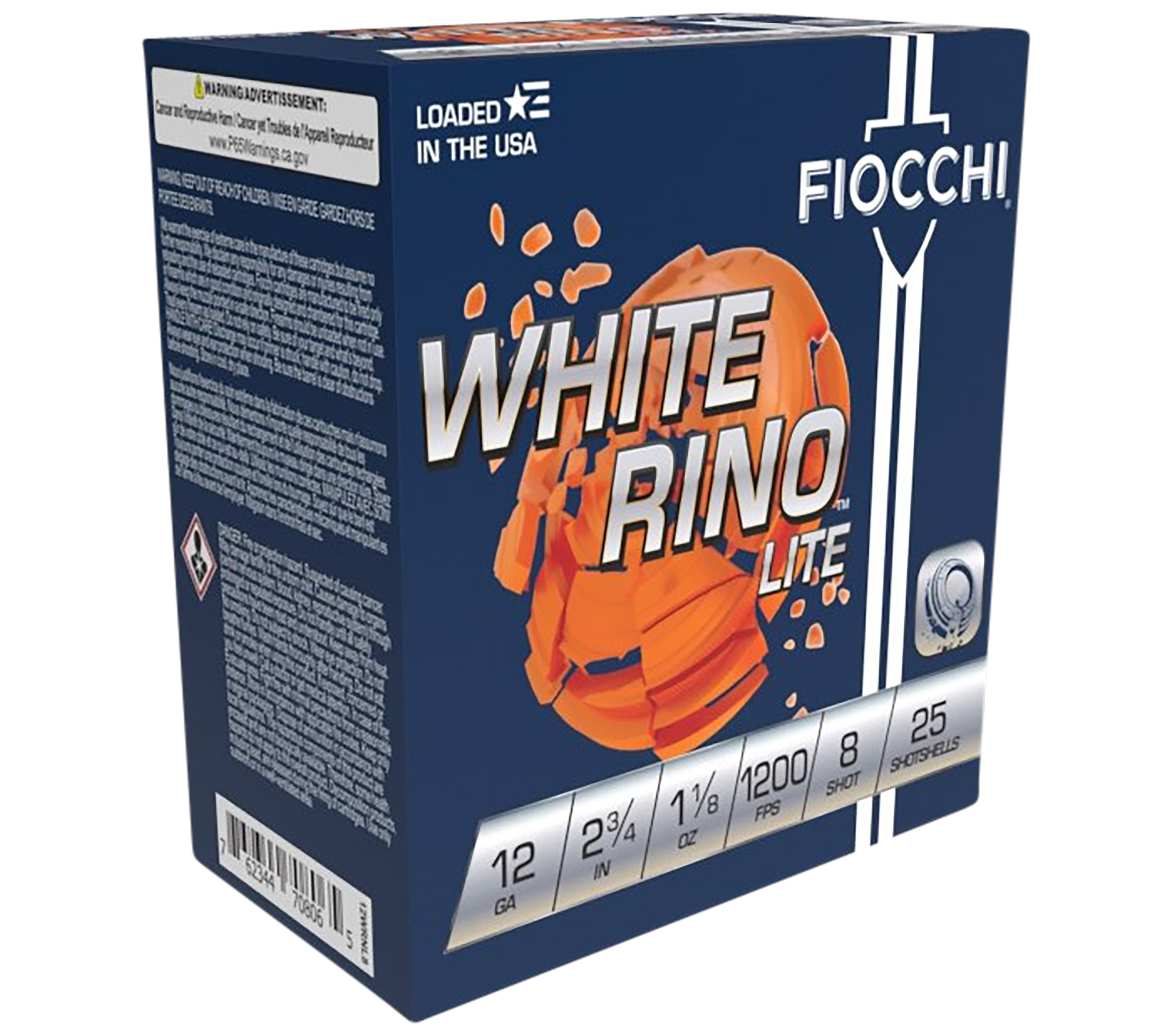 Fiocchi 12WRNL8 Exacta Target White Rino Lite 12Gauge 2.75" 1 1/8oz 8Shot 25 Per Box/10 Case