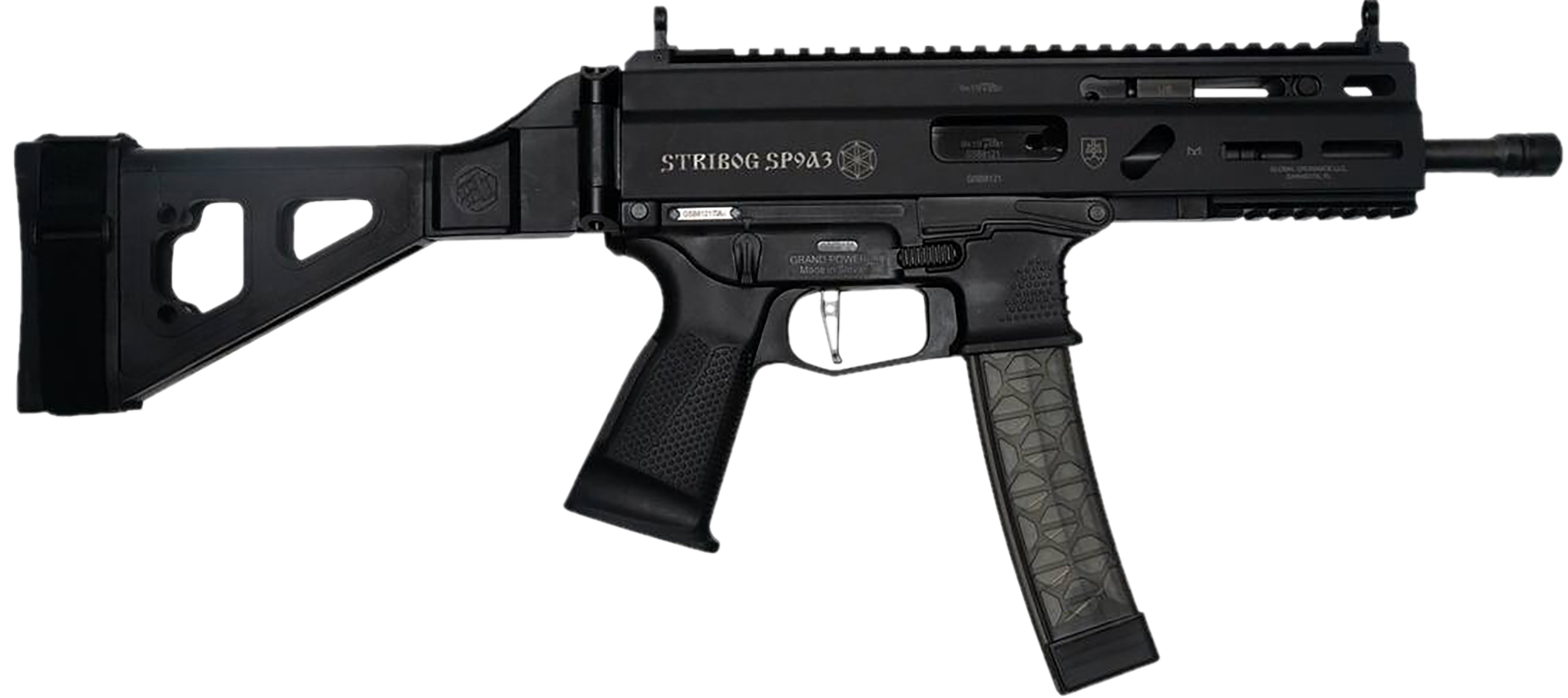 Grand Power 850003223117 Stribog SP9A3 9mm Luger 30+1 Black SB Tactical Brace