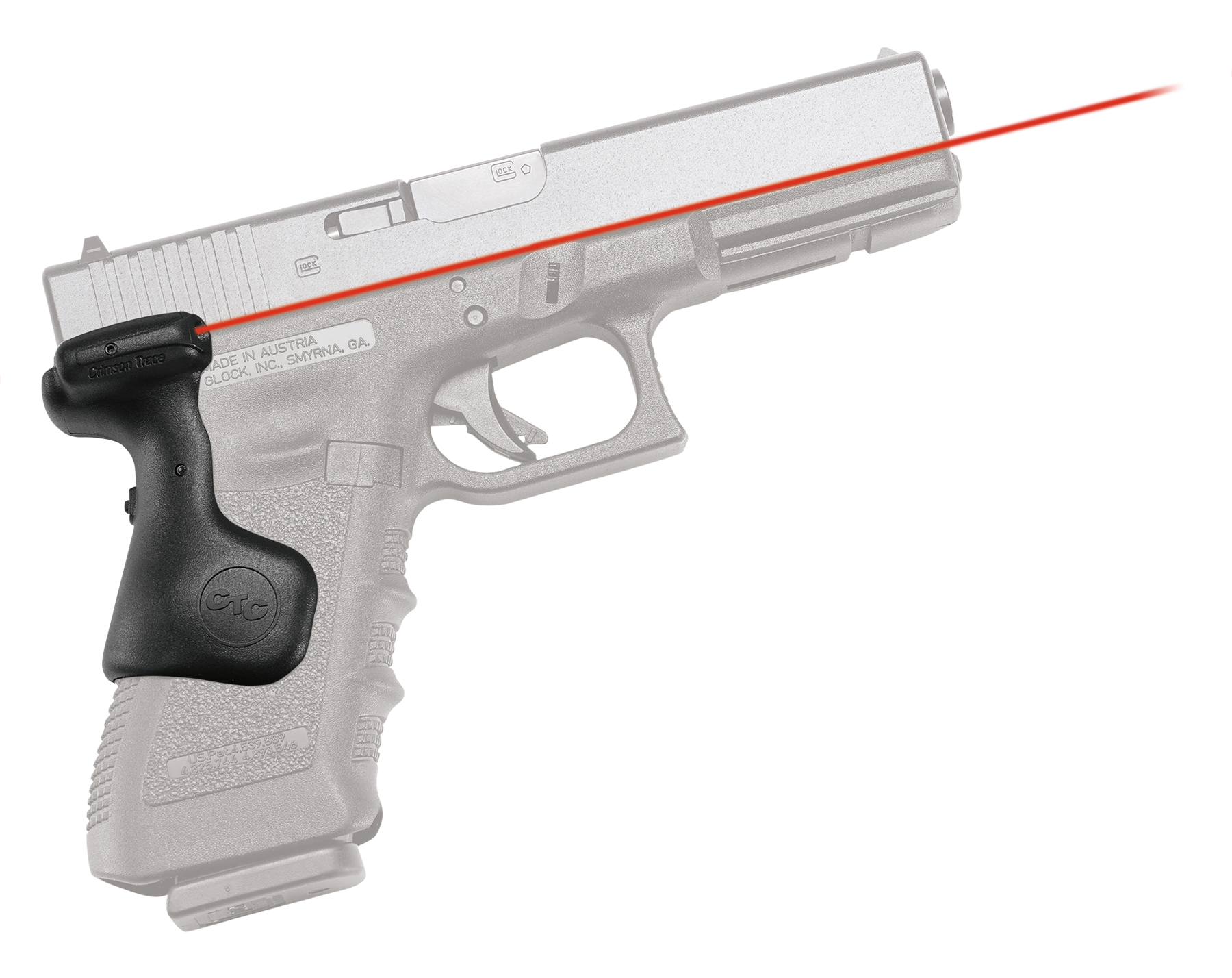 Crimson Trace 0167101 Lasergrips  Compatible w/ Glock Gen3/4/5 Full Size, Red Laser Black Polymer
