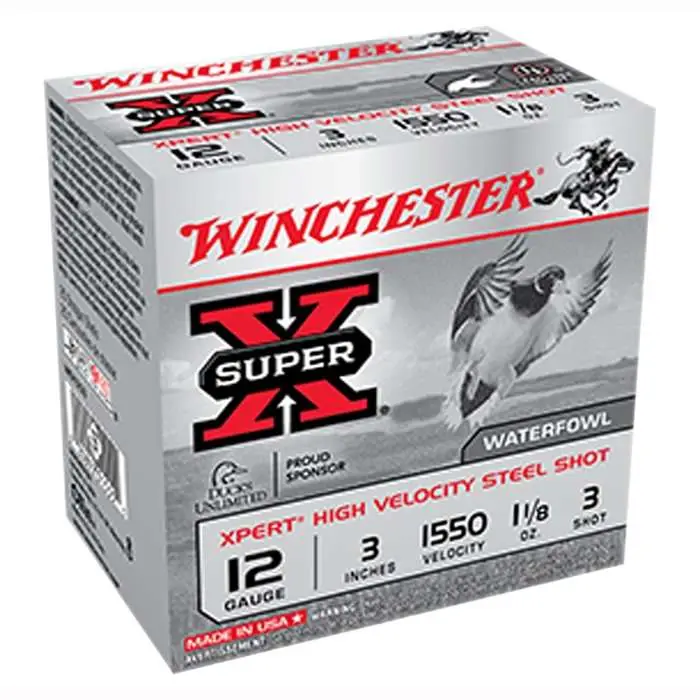 WINCHESTER 12 GA 3" #3 XPERT HV STEEL WTFWL 1-1/8 OZ 100 RD/BX 2 BX/CS