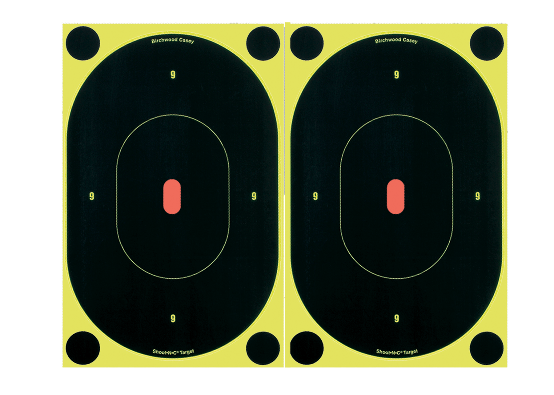 Birchwood Casey 34710 Shoot-N-C Reactive Target Self-Adhesive Paper Black/Yellow 7" Oval Silhouette 6 Pack