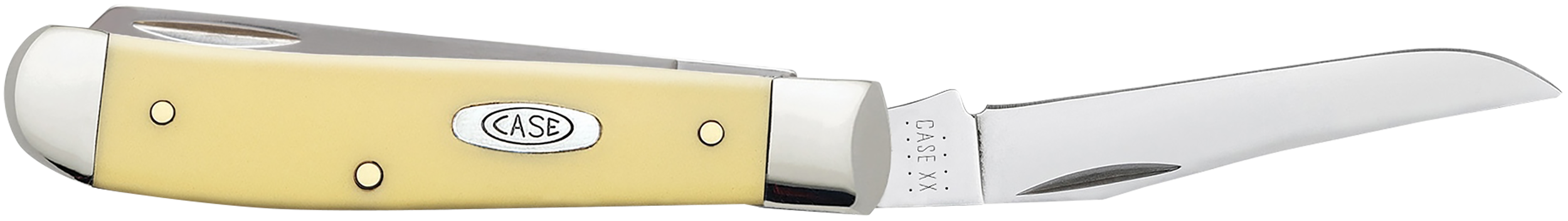 Case 00029 Trapper  Mini 2.70"/2.75" Folding Clip Point/Spey Plain Tumble Polish Chrome Vanadium Steel Blade/Smooth Yellow Synthetic Handle