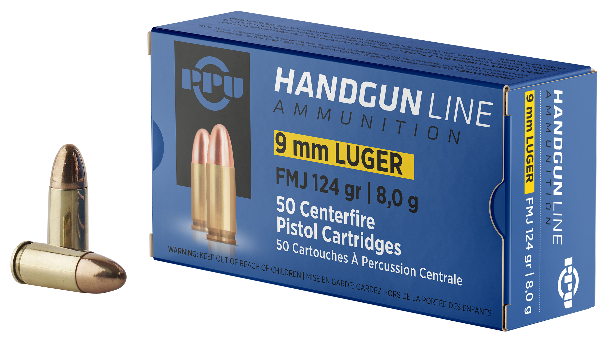 PPU PPH9F2 Handgun  9mmLuger 124gr Full Metal Jacket 50 Per Box/20 Case