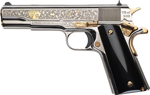 COLT 1911 GAMBLER 45ACP 5" 8RD ENGRAVED HIGH POLISH KIRINITE