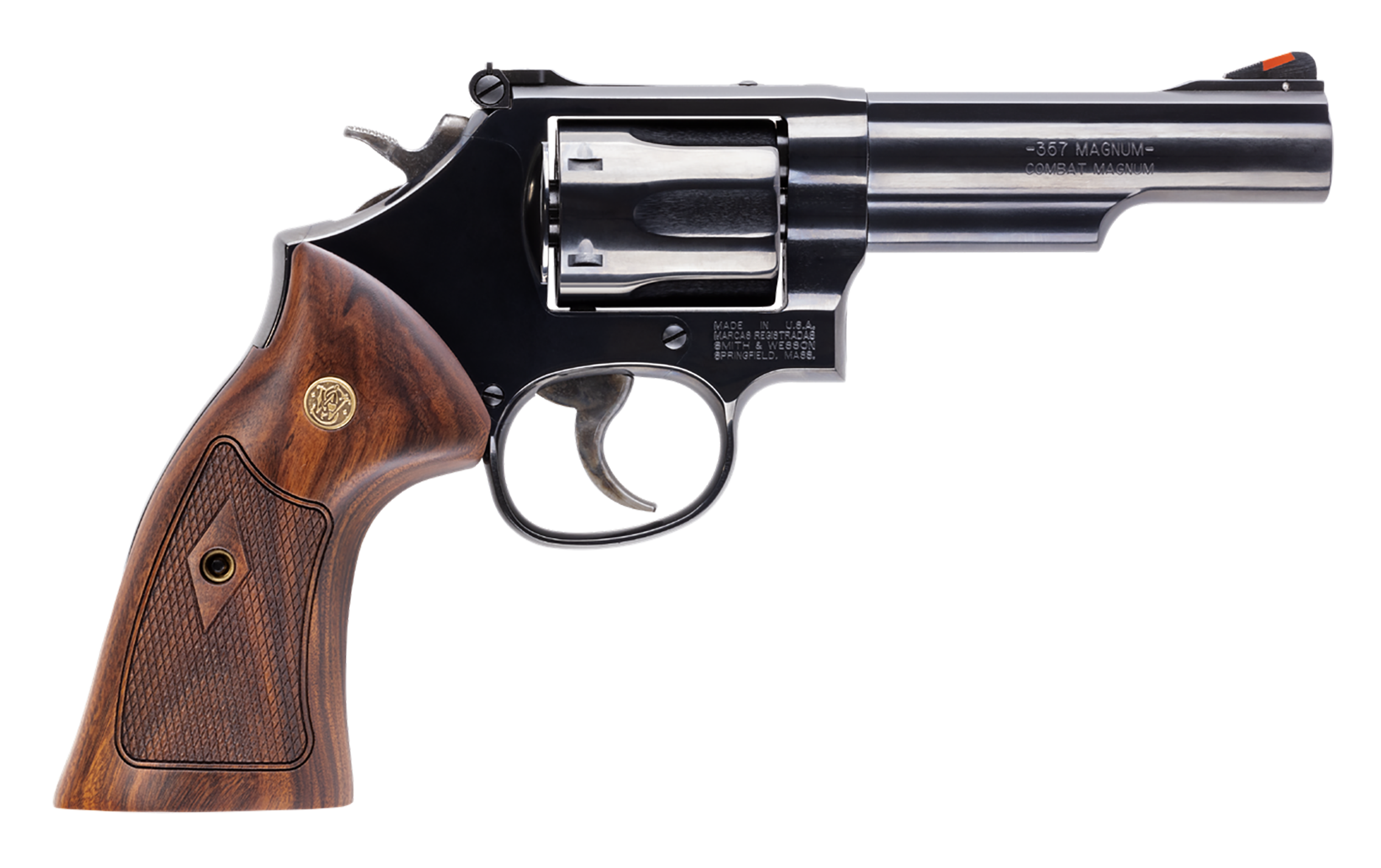 Smith & Wesson 14046 Model 19 K-Frame 357 Mag 6 Shot 4.25" Blued Carbon Steel Barrel, Cylinder & Frame, Checkered Wood Grip, No Safety