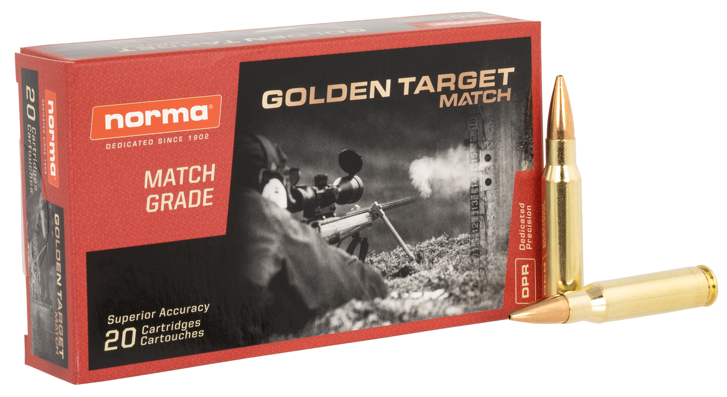Norma Ammunition 10177432 Dedicated Precision Golden Target Match 308Win 168gr BTHP 20 Per Box/10 Case