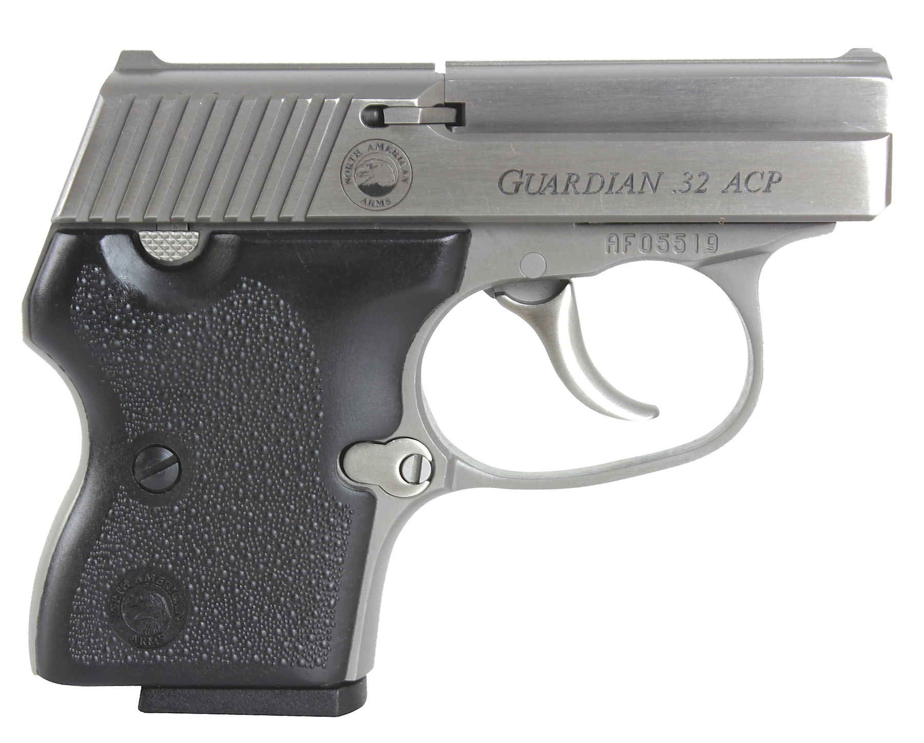 North American Arms 32GUARDIAN Guardian  32 ACP 6+1 2.19" Stainless Steel Barrel, Stainless Steel Serrated Slide, Stainless Steel Frame, Black Rubber Grip, Right Hand