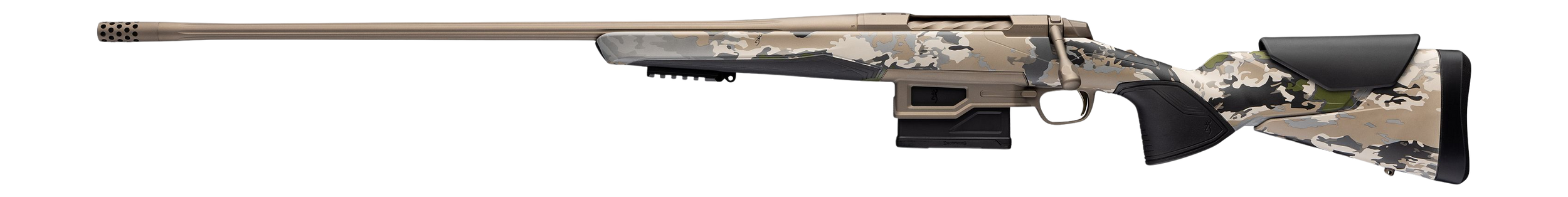 Browning 036127294 X-Bolt 2 Speed LR Full Size 6.5 PRC 5+1 26" Smoked Bronze Cerakote Fluted & Steel Drilled & Tapped Receiver, Picatinny Rail Forend, Ovix Camo w/Black Overmold Adj Comb & LOP Synthet