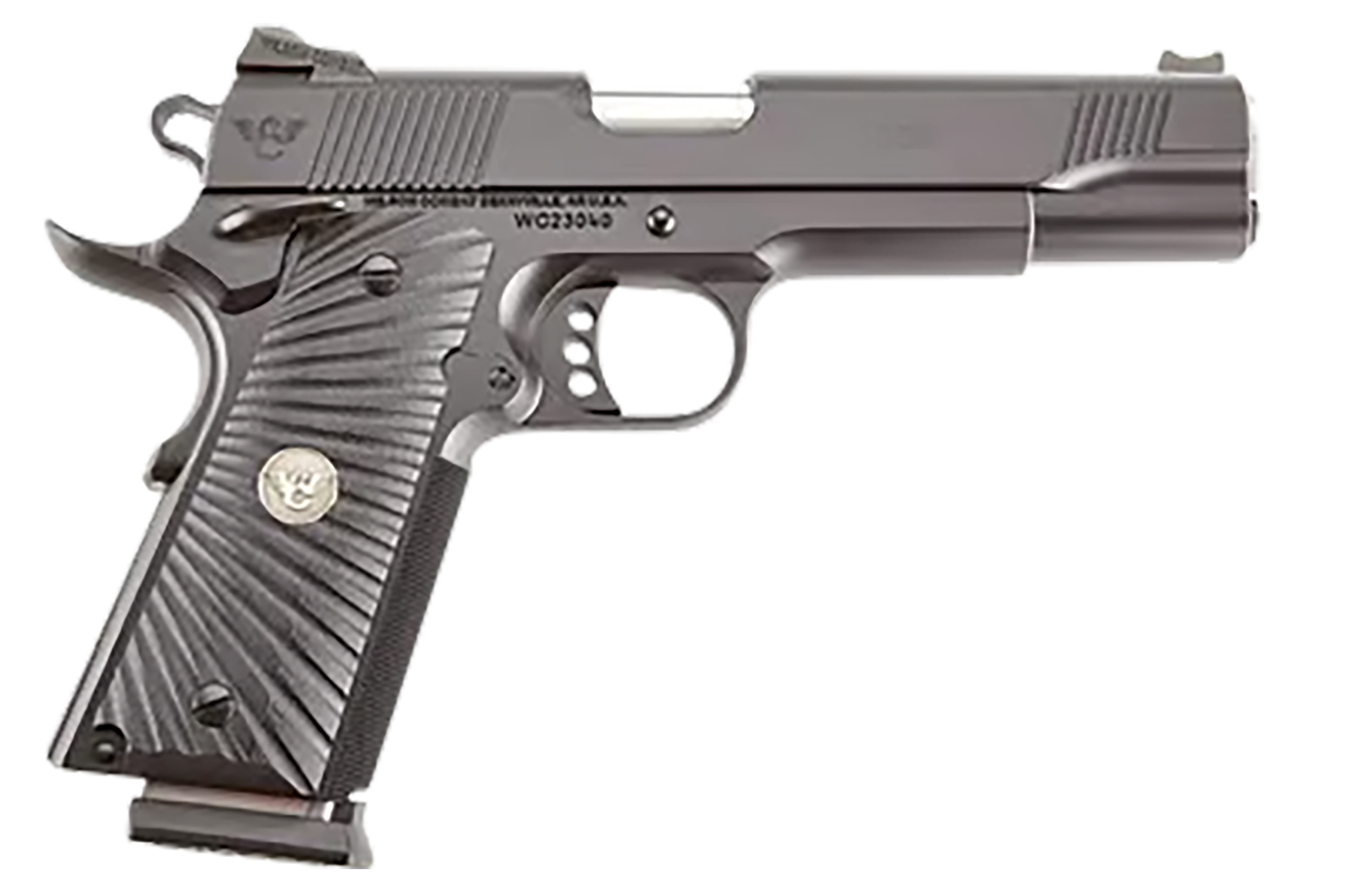 Wilson Combat CQBFS45A CQB  Full Size Frame 45 ACP 8+1 5" Match Grade Barrel, Black Serrated Carbon Steel Slide, Black Armor-Tuff Carbon Steel Frame w/Beavertail, Black G10 Starburst Grip