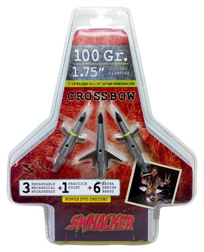 SWHACKER BROADHEAD 2-BLADE CROSSBOW 100GR 1.75" CUT 3/PK