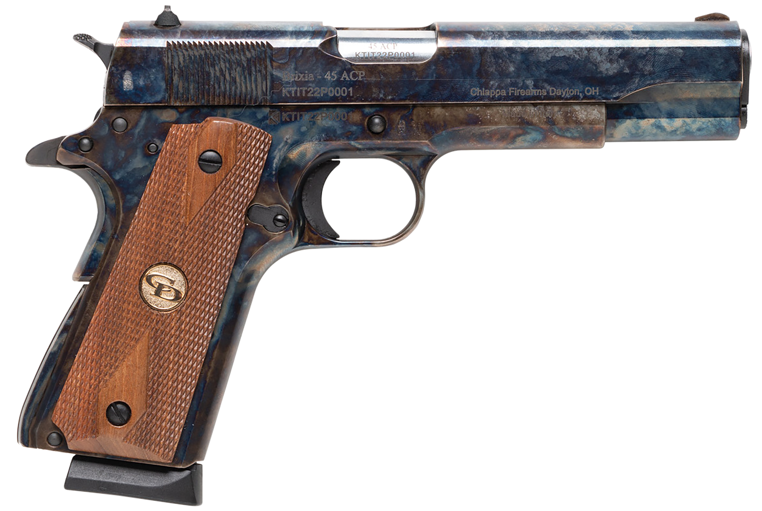 Charles Daly 440178 1911 Field Full Size 45 ACP 8+1 5" Stainless Steel Barrel, Color Case Hardened Steel Serrated Slide & Frame w/Beavertail, Checkered Walnut Grip