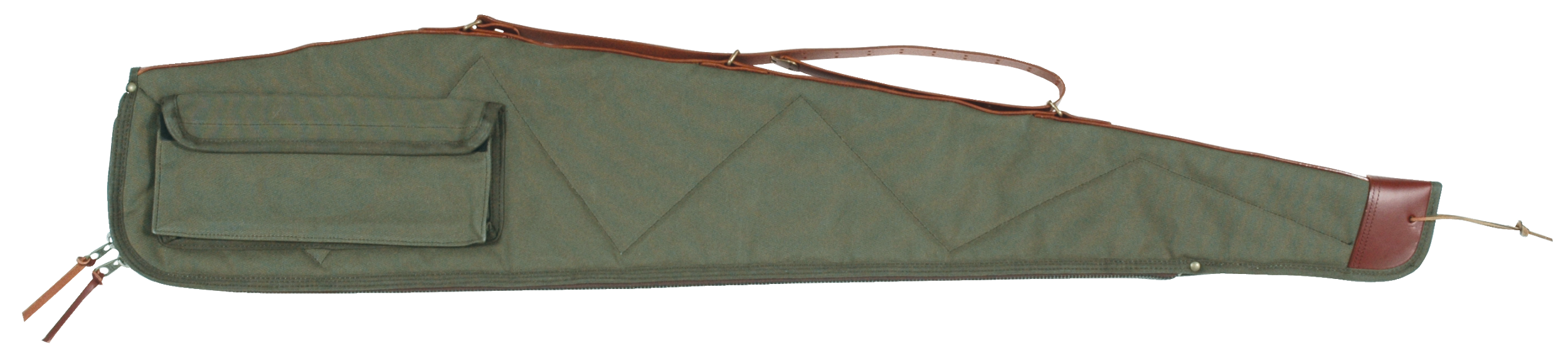 Bob Allen 14538 Canvas Rifle Case 48" Green Canvas w/ Quilted Flannel Lining Leather Sling & Self-Repairing Nylon Zipper