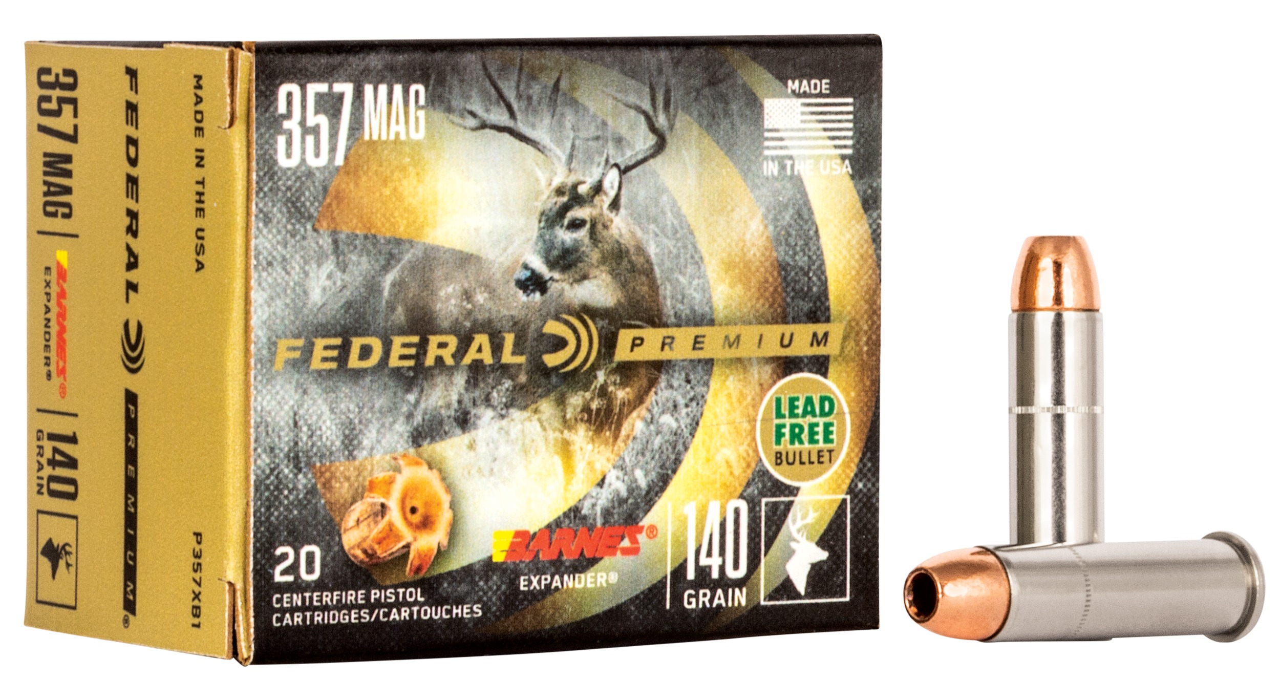 Federal P357XB1 Premium 357Mag 140gr Barnes Expander BRX 20 Per Box/10 Case
