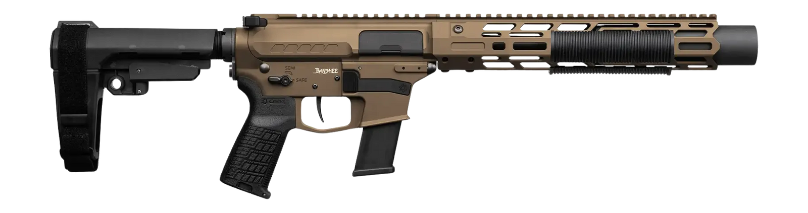 CMMG 45AEA70-MB Zeroed Banshee MkG 45 ACP 13+1 6.50" Black Nitride Threaded Barrel, Midnight Bronze Cerakote Aluminum Receiver w/Picatinny Rail, M-LOK Handguard, Black Polymer CMMG RipBrace, CMMG Zero