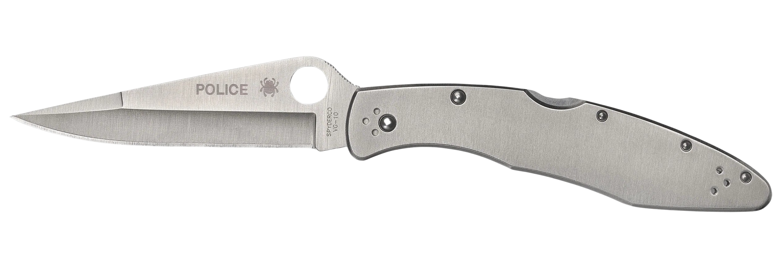 Spyderco C07P Police 4.13" Folding Spear Point Plain VG-10 SS Blade Stainless Includes Pocket Clip