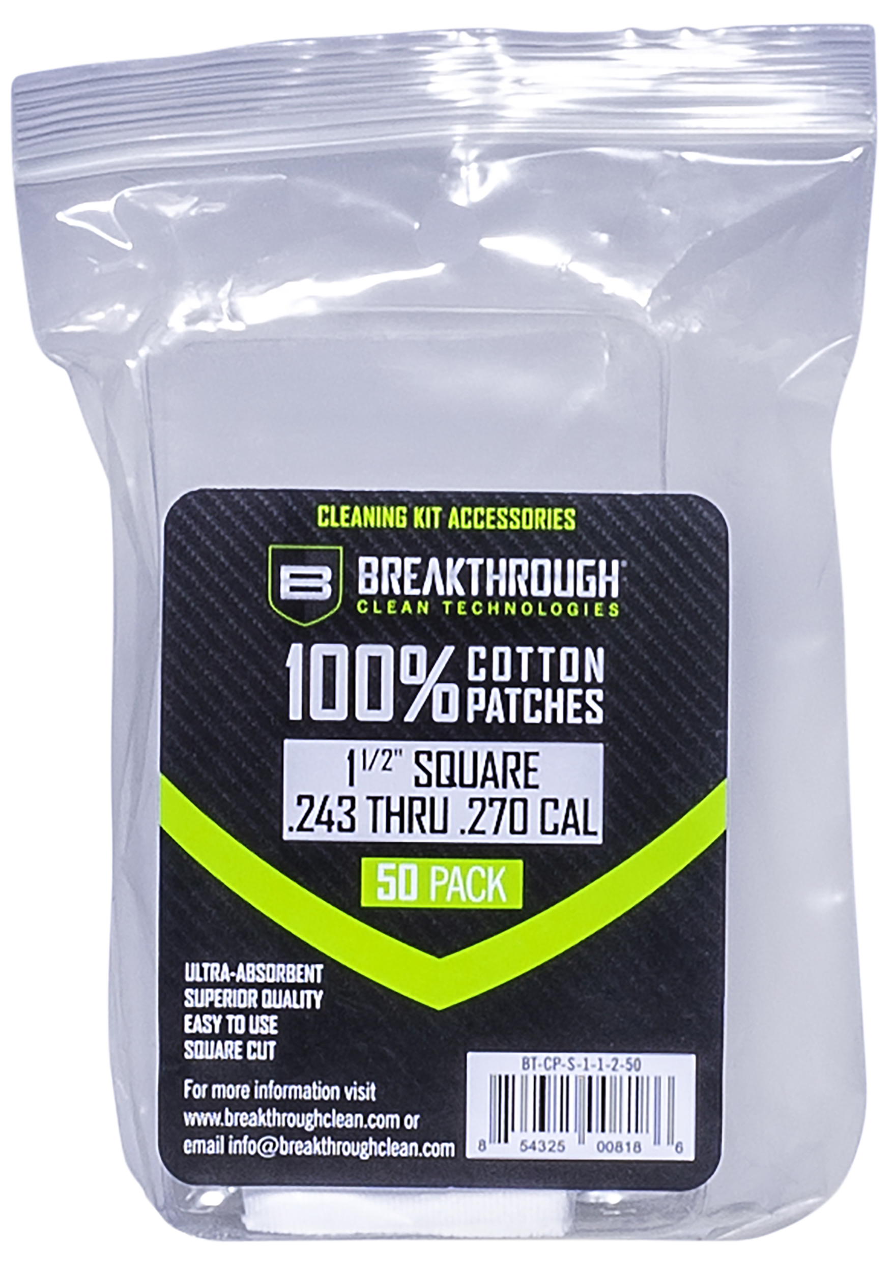 Breakthrough Clean BTCPS11250 Square Patches 243/270 Cal 1.5" 50 pieces
