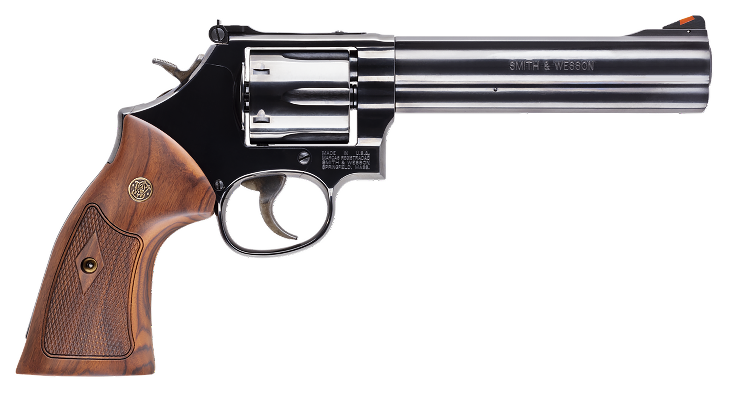 Smith & Wesson 150908 Model 586 Classic 357 Mag or 38 S&W Spl +P Blued Carbon Steel 6" Barrel, 6rd  Cylinder & Square Butt L-Frame, Wood Grip With S&W Medallions