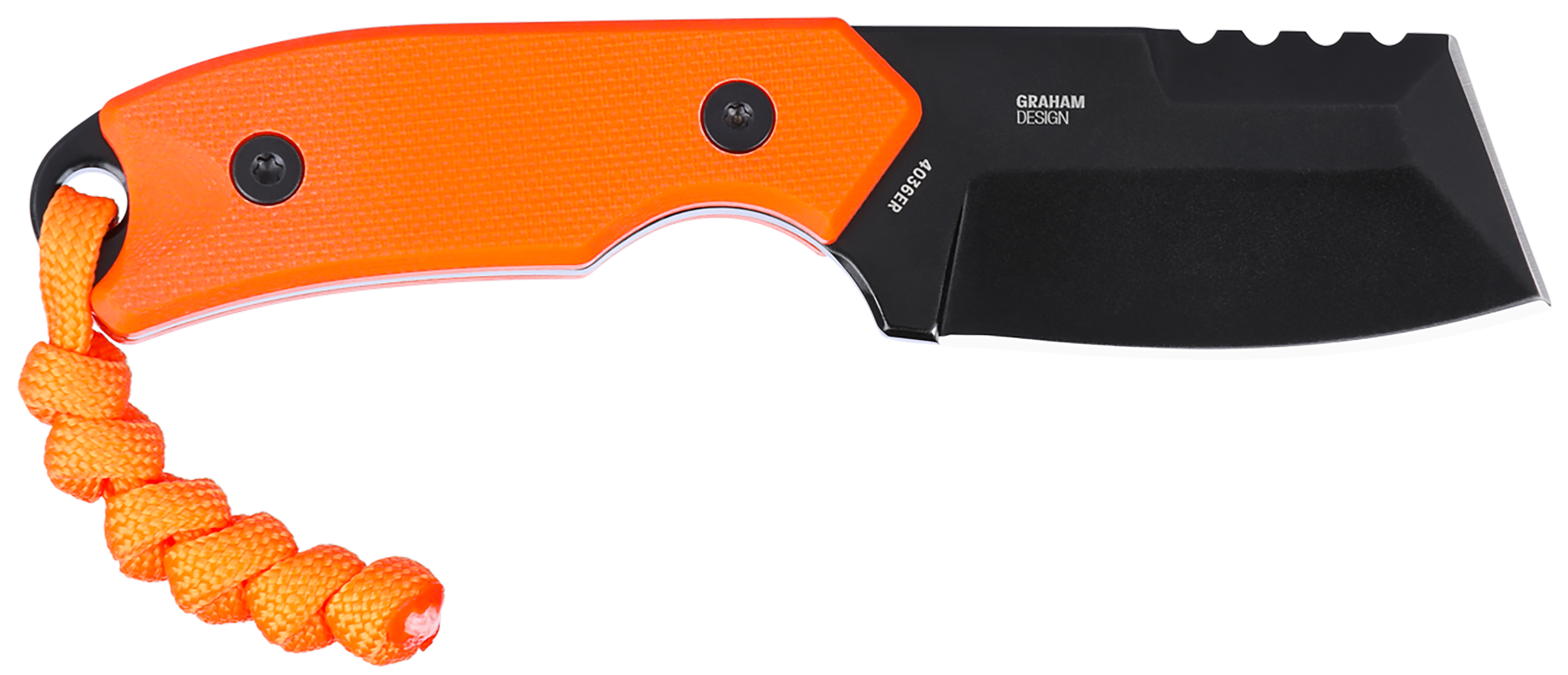 CRKT 4036ER Razel Compact EDC 2.32" Fixed Chisel Part Serrated Black Oxide D2 Steel Blade, Orange G10 Handle